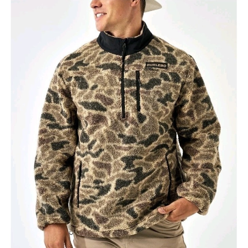 NEW Burlebo Sherpa Quarter Zip Men 2XL Rocky Mountain Camo Hunt Outdoors Hike